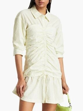 JONATHAN SIMKHAI POPLIN COTTON CINCH DRESS 
BRAND NEW WITH TAGS SIZE 10
Lime